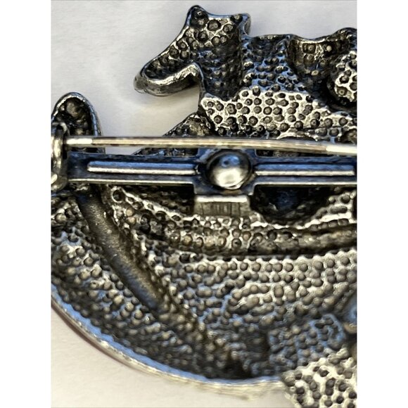 AJMC Pewter & Enamel Noah’s Ark Brooch Pin Vintage Signed - Picture 6 of 14